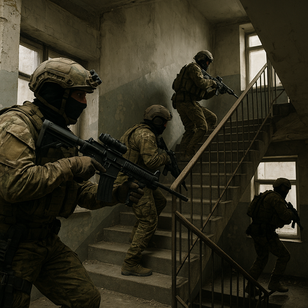 Jak komandosi ćwiczą działania w budynkach wielopiętrowych